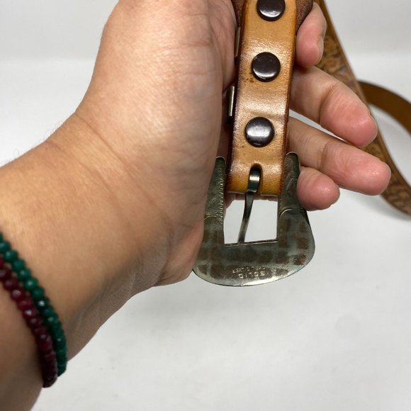 Justin Womens Ladies Top Grain Cowhide Brown Leather Belt 343A - Picture 14 of 15